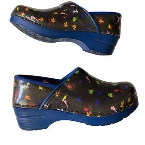 Sanita Clogs Womens Paint Ball Color Leather SlipOns Size EU 35 US4 Nurse Shoes